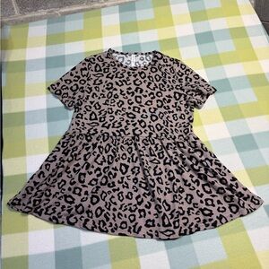 Tickled Teal Taupe & Black Leopard Print Babydoll Top